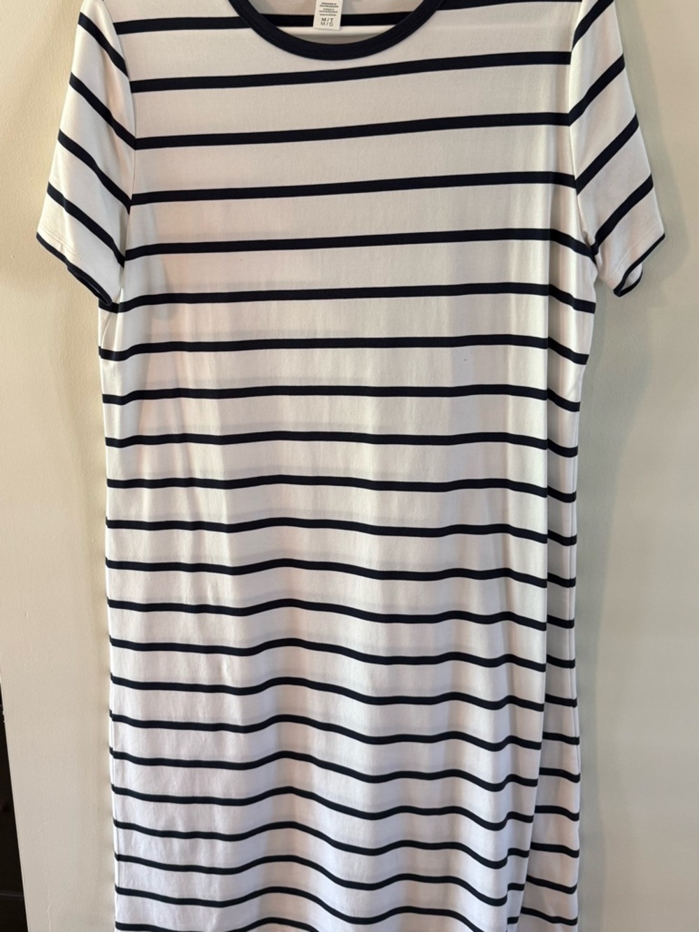 Athleta White and Navy Striped Midi Dress